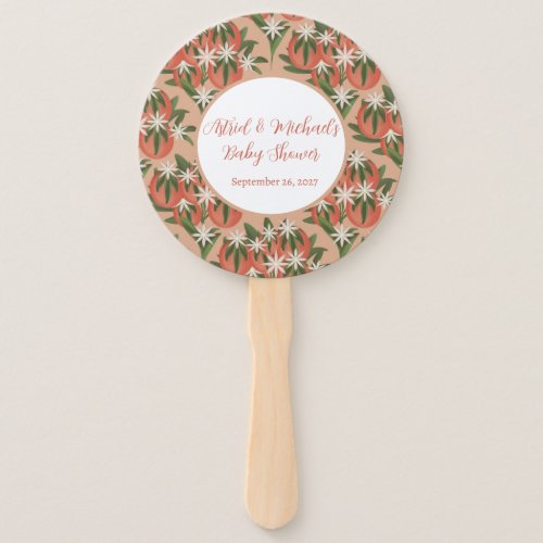 Little Cutie Clementine Pink Girl Baby Shower Hand Fan