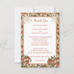 Little Cutie Clementine Pink Girl Baby Shower  Thank You Card