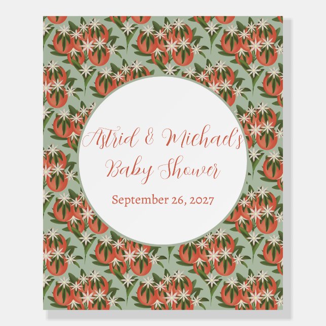 Little Cutie Clementine Sage | Citrus Baby Shower Foam Board (Front)
