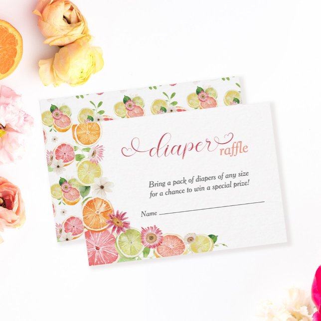 Little Cutie Diaper Raffle Orange Baby Shower Enclosure Card (Creator Uploaded)