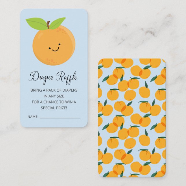 Little Cutie Diaper Raffle Ticket  Enclosure Card (Front/Back)