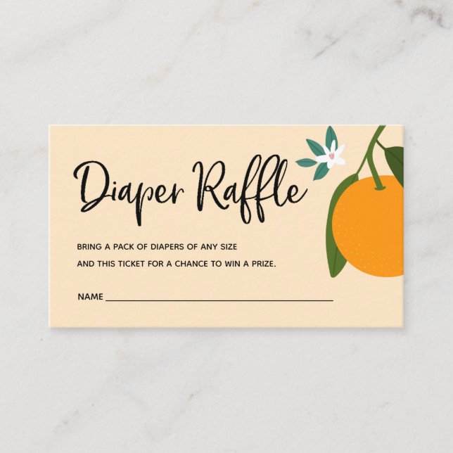 Little Cutie Diaper Raffle Ticket for Baby Shower Enclosure Card (Front)