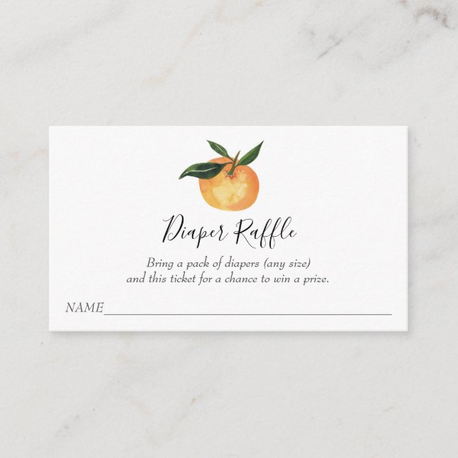 Little Cutie Diaper Raffle Ticket for Baby Shower Enclosure Card (Front)