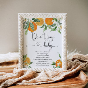 Little cutie Don't say baby shower game Poster