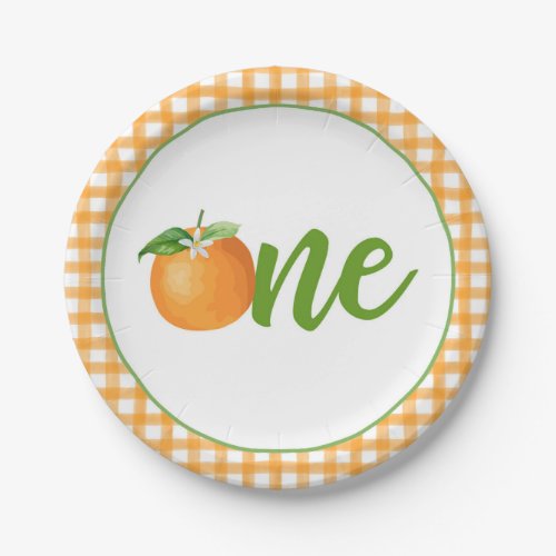 Little Cutie First Birthday Plate _ Or Plaid