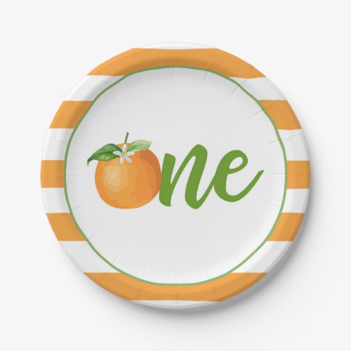 Little Cutie First Birthday Plate _ Or Stripes