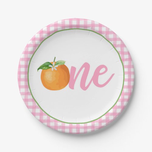 Little Cutie First Birthday Plate _ Pk Plaid