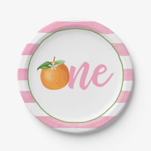 Little Cutie First Birthday Plate _ Pk Stripes