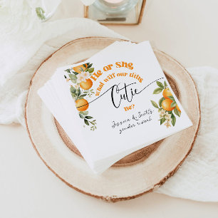 Little cutie gender reveal He or She Napkins