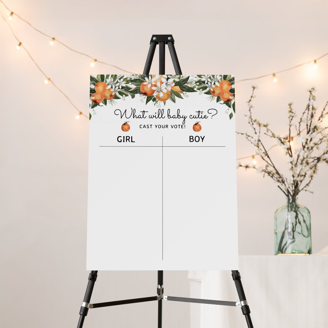 Little Cutie Gender Reveal He or She Voting Foam Board | Zazzle