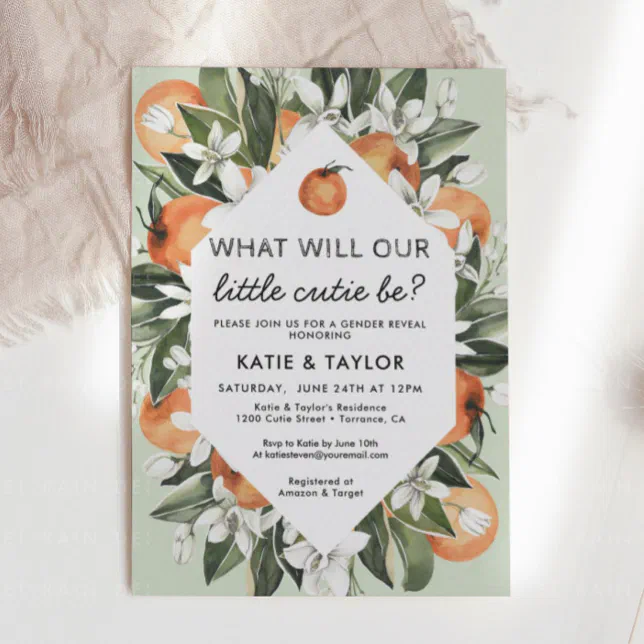 Little Cutie Gender Reveal Party Invitation Zazzle