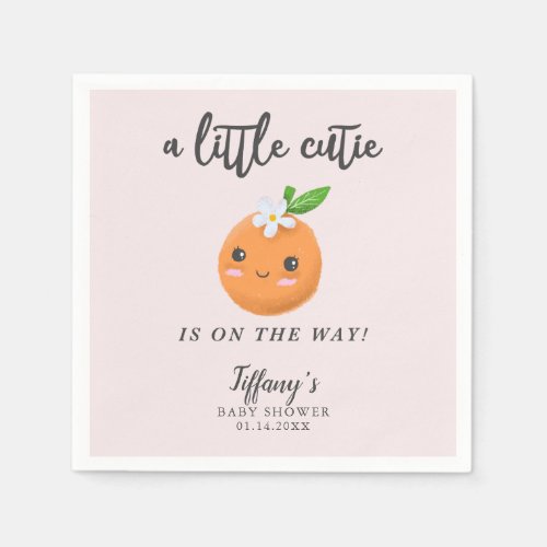 Little Cutie Girl Baby Shower Clementine Napkins