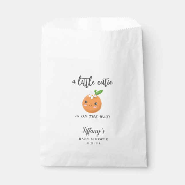 Little Cutie Girl Baby Shower Floral Favor Bag (Front)