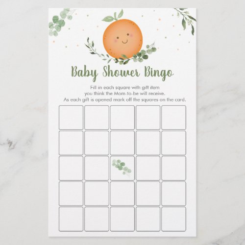 Little Cutie Greenery Baby Shower Bingo Game