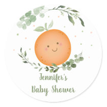 Little Cutie Greenery Baby Shower Classic Round Sticker