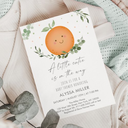 Little Cutie Greenery Baby Shower Invitation