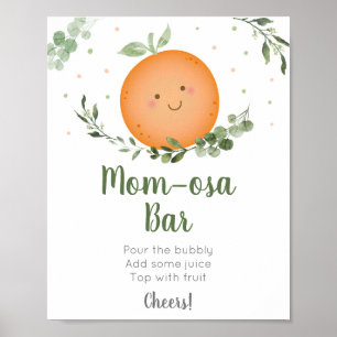 Little Cutie Greenery Baby Shower Mom-osa Bar Poster