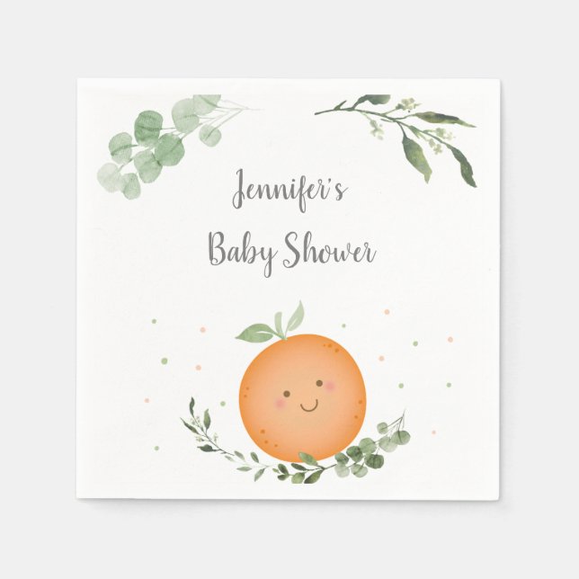Little Cutie Greenery Baby Shower Napkins (Front)
