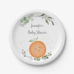 Little Cutie Greenery Baby Shower Paper Plates