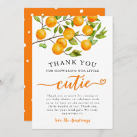 Little Cutie Greenery Baby Shower Thank You Card