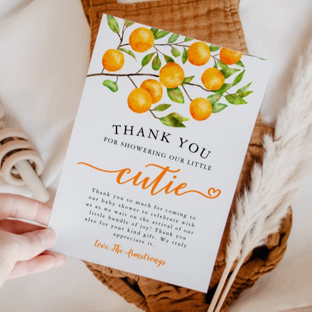 Little Cutie Greenery Baby Shower Thank You Card (Creator Uploaded)