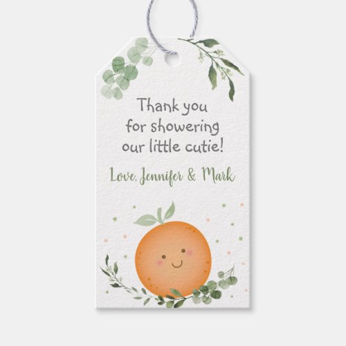 Little Cutie Greenery Baby Shower Thank You Gift Tags