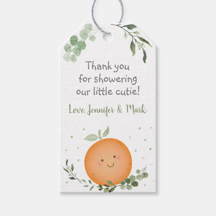 Thanks for Celebrating Our Little Cutie 25 Tags for Baby Shower or Birthday Party Favors Orange 