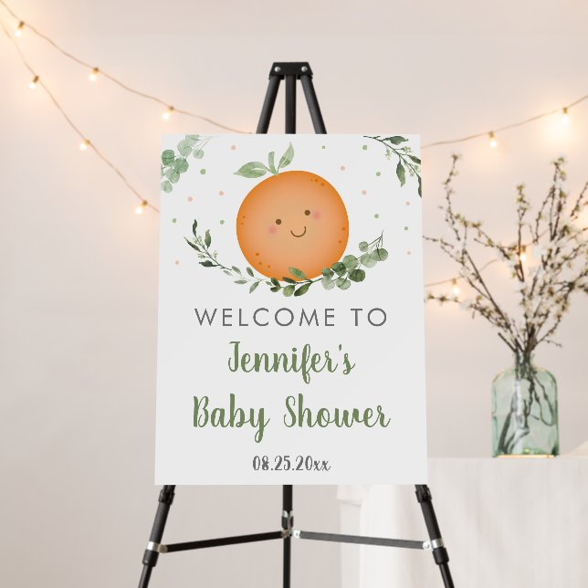 Little Cutie Greenery Baby Shower Welcome Foam Board (In Situ (Stand))
