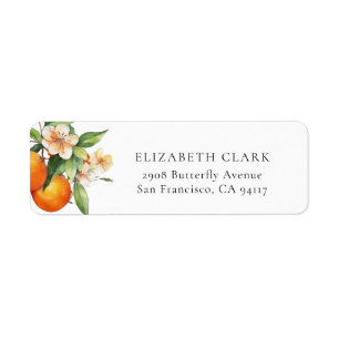 Little Cutie Greenery Citrus Orange Baby Shower Label