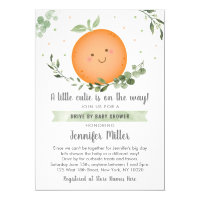 Little Cutie Greenery Drive By Baby Shower Invitation