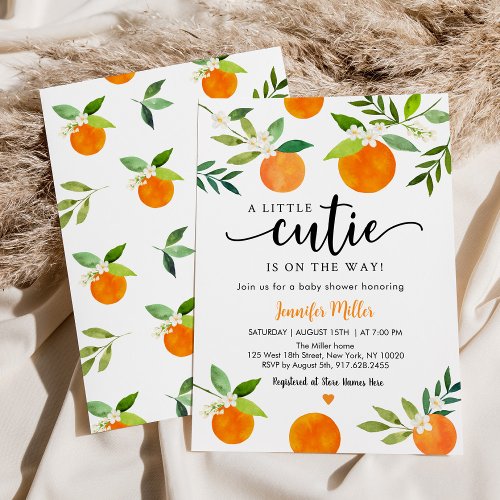 Little Cutie Greenery Floral Baby Shower Invitation