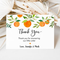 Little Cutie Greenery Floral Baby Shower Thank You Card