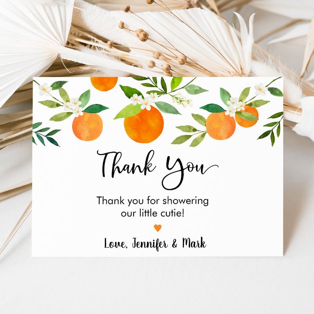 Little Cutie Greenery Floral Baby Shower Thank You Card (Creator Uploaded)