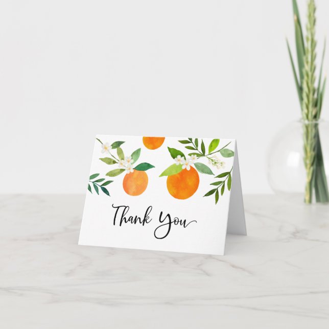 Little Cutie Greenery Floral Baby Shower Thank You Card (Front)