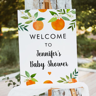 Little Cutie Greenery Floral Baby Shower Welcome Foam Board