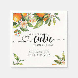 Little Cutie Greenery Orange Baby Shower Napkins