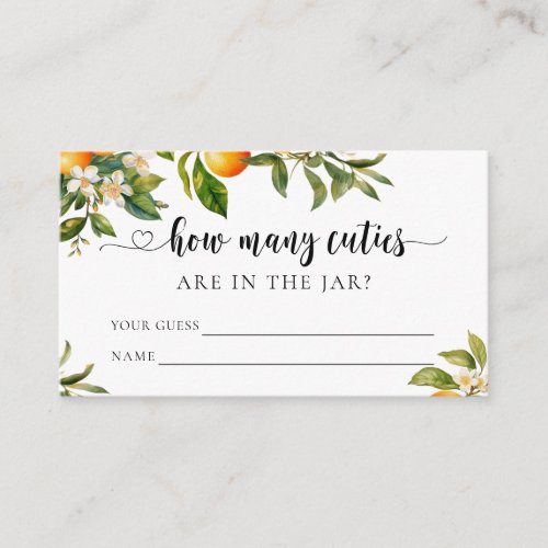 Little Cutie Greenery Orange Guess How Many Cuties Enclosure Card