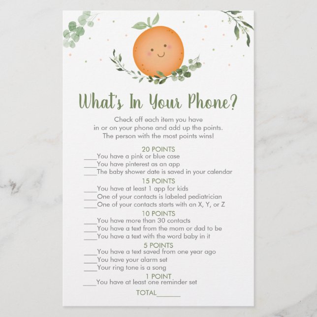 Little Cutie Greenery What's In Your Phone Game (Front)