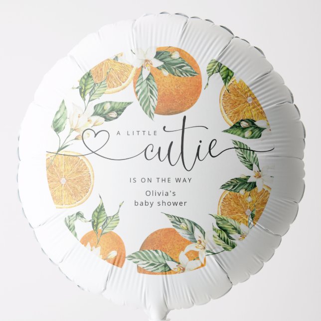 Little cutie is on teh way baby shower balloon (Front)