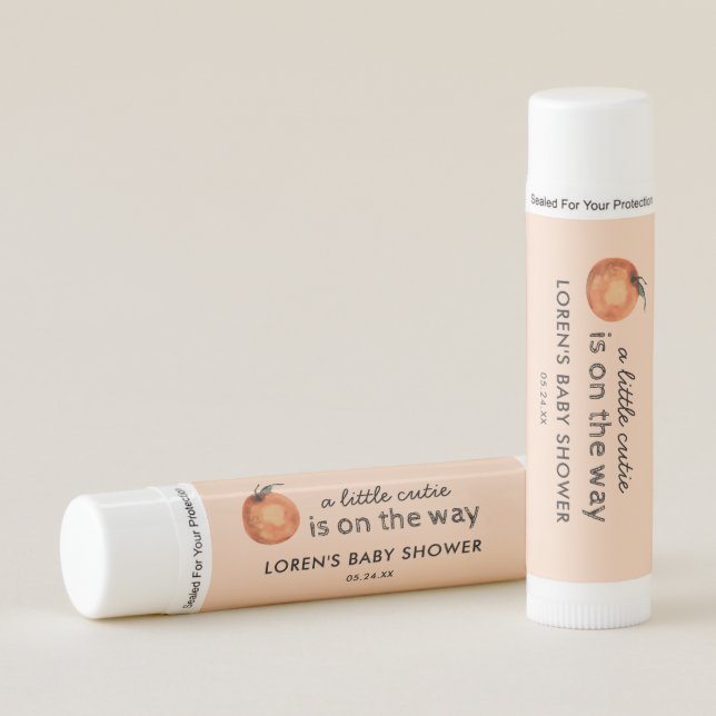 Little Cutie Is On The Way Baby Shower Favors Lip Balm (Front)