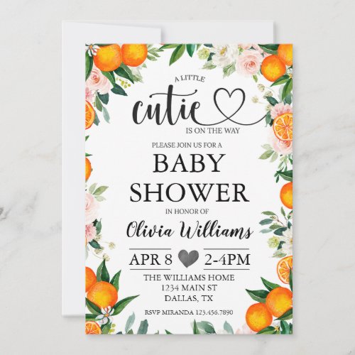 Little Cutie is on the Way Baby Shower Invitation