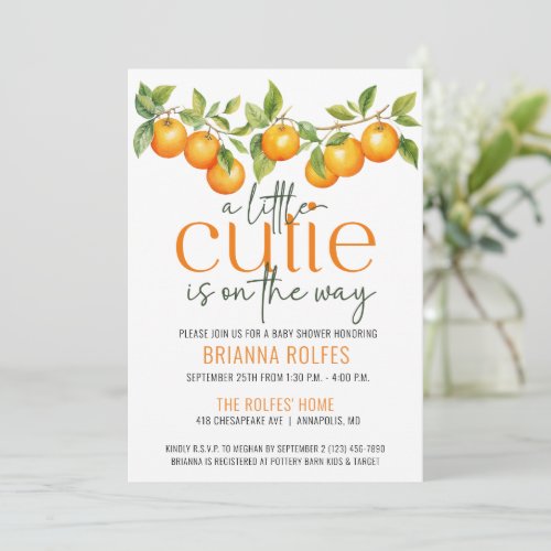 Little Cutie Is On The Way Baby Shower Invitation