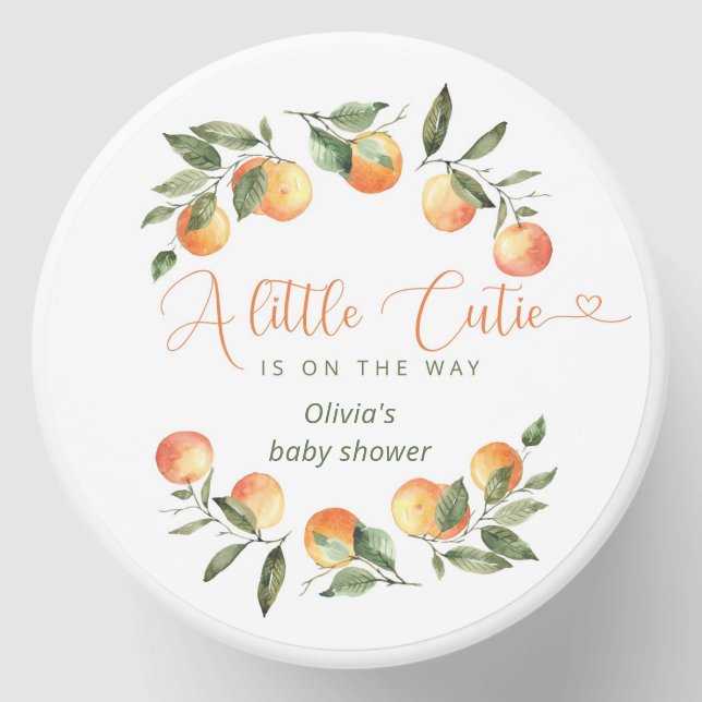 Little cutie is on the way baby shower mini candle favors (Front)