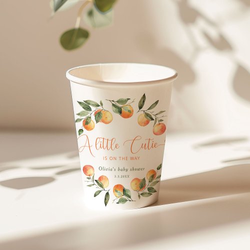 Little cutie is on the way baby shower paper cups