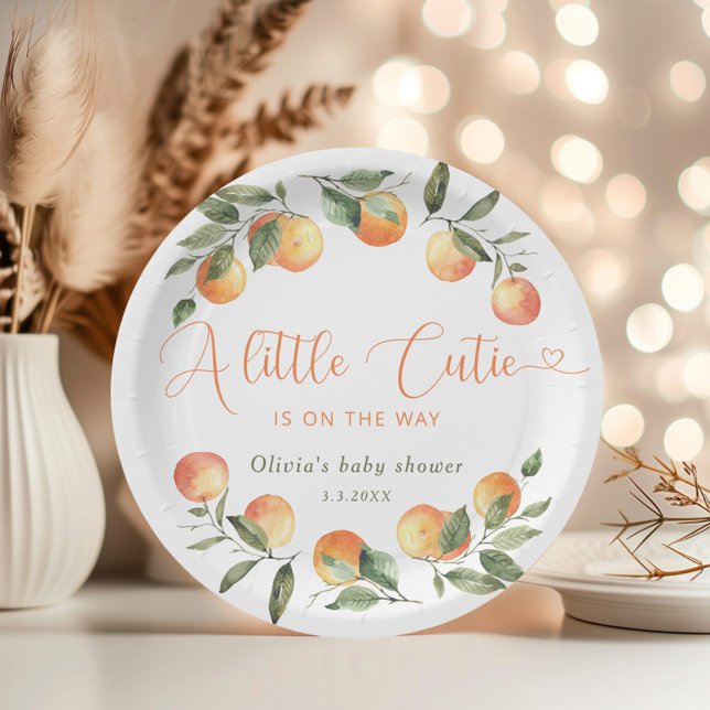 Little cutie is on the way baby shower paper plates (Creator Uploaded)