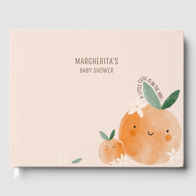 Little Cutie is on the Way Citrus Baby Shower Guest Book (Front)
