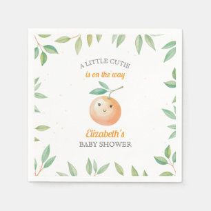 Little Cutie is On The Way Orange Baby Shower Napkins