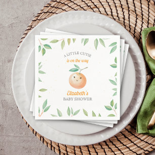 Little Cutie is On The Way Orange Baby Shower Napkins