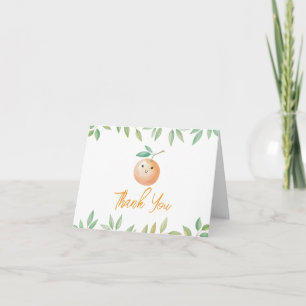 Little Cutie is On The Way Orange Baby Shower Thank You Card