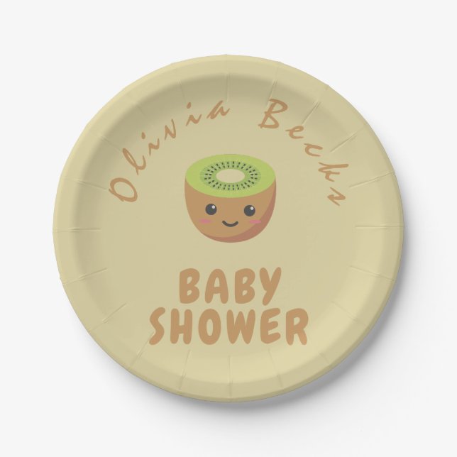 Little Cutie Kiwi Baby Shower  Paper Plates (Front)